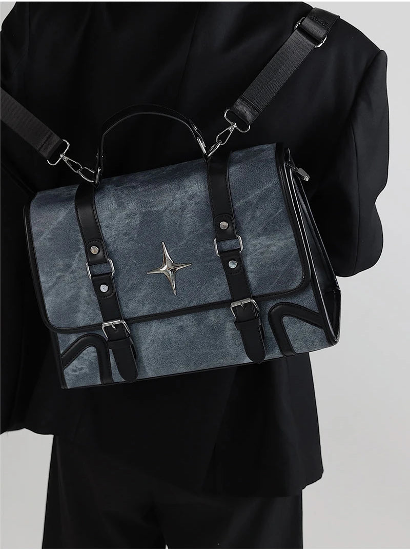 INGVN  2024 New Trendy Fashion Students Schoolbags High-capacity Preppy Women Shoulder Handbags Vintage Y2k Aesthetic Star Backpacks