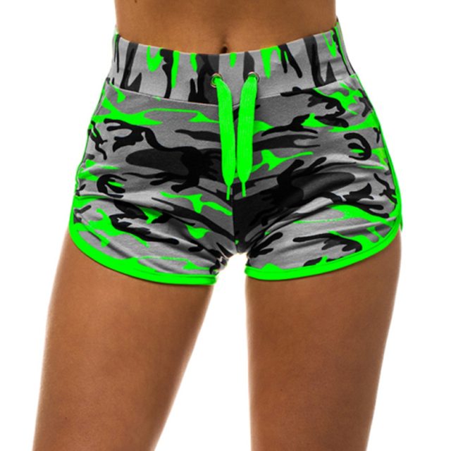 Women Sport Yoga Shorts Women Ladies Cool Shorts Short Fitness Camouflage Elastic Running Outdoor Broadcloth Print Polyester