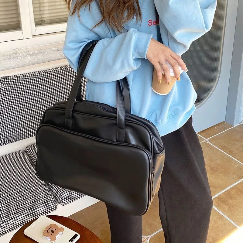 Ingvn  Women Japanese Casual Shoulder Underarm Bag Trendy Large Capacity Totes Female Design Texture Soft PU Travel Handbag Bags