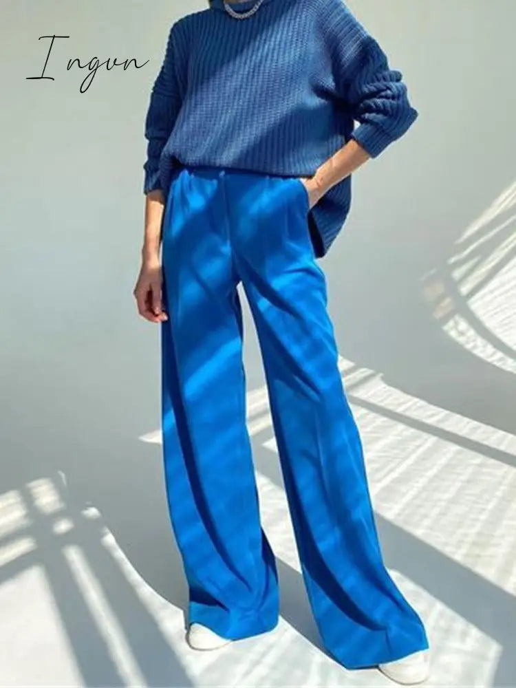 Ingvn - Outfits Trends New Spring Summer Women's Casual Straight Classic Green Black Rose Red High Waist Pants Korean Wide Leg Trousers for Women