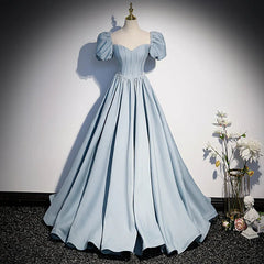 New light blue sweet long floor length lady girl women princess banquet party ball prom performance dress gown