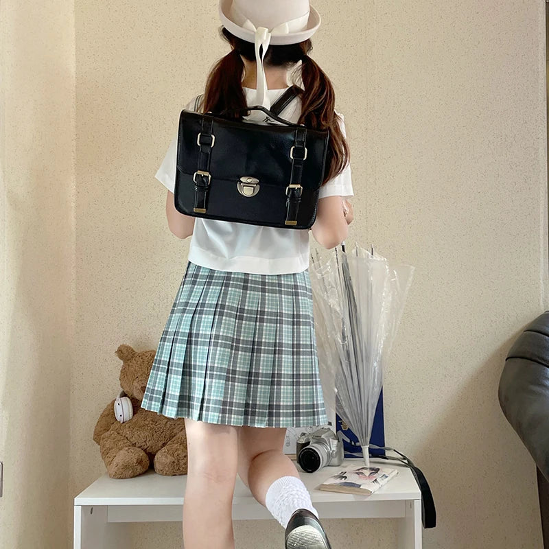 INGVN  Japanese Vintage Solid Preppy Backpacks Girls Casual Students All Match Simple Shoulder Bags Women Trendy Y2k Fashion Handbags