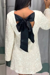 Ingvn - Sexy Party Solid Sequins With Bow O Neck Princess Dresses