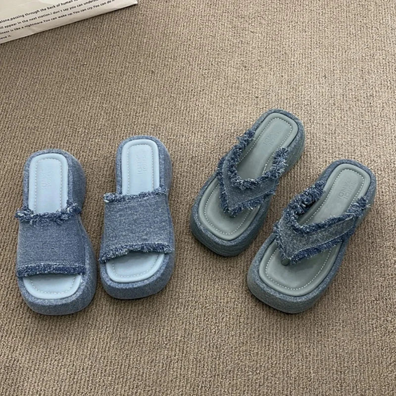 Ingvn  Summers Platform Women's Slippers Fashion Elegant Open Toe Wedges Shoes Ladies Casual Outdoor Beach Slides Sandalias Flip Flop