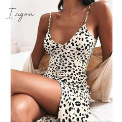 Ingvn - Women Leopard Dresses 2023 Summer Sexy Off Shoulder Bodycon Party Club Dress Leopard Long Sleeve Mini Women Dress Vestido