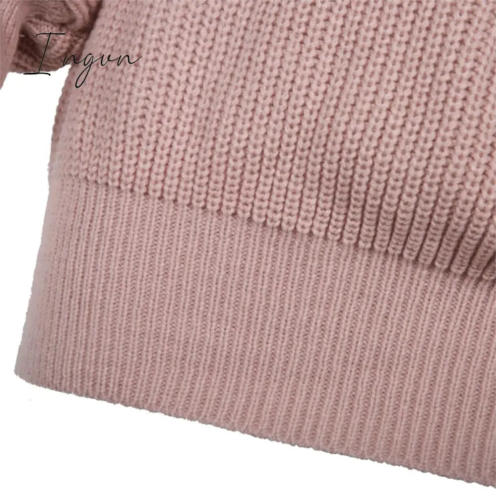 Ingvn - The hottest ladies casual off-shoulder lantern sleeve knitted sweater dress