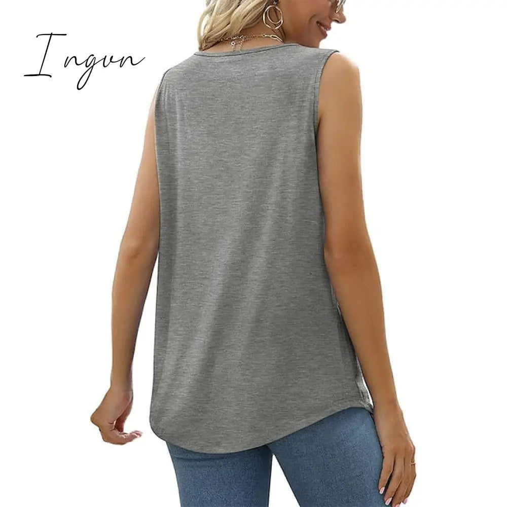 Ingvn - Women's Tank Pleated Solid / Plain Color Basic Square Neck Sleeveless Summer Wine Red Black White Light Green Pink