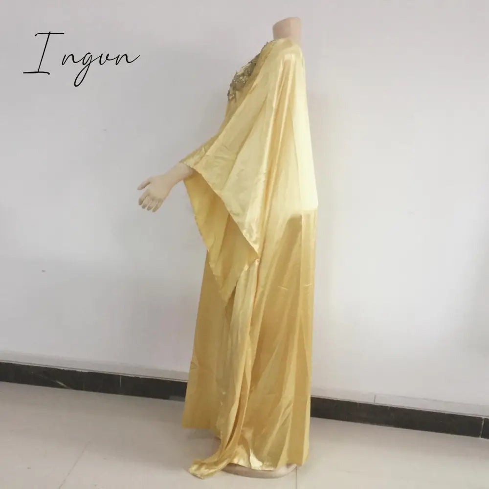 Ingvn - Lotus Leaf Digital Print Maxi Dress Spring and summer retro style African ladies loose V-neck dress
