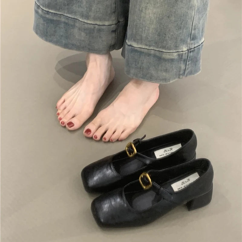 Ingvn  Retro Style JK Women Mary Jane Shoes Fashion Shallow Butterfly-knot Leather Shoes Autumn Ladies Dancing Party Prom Pumps