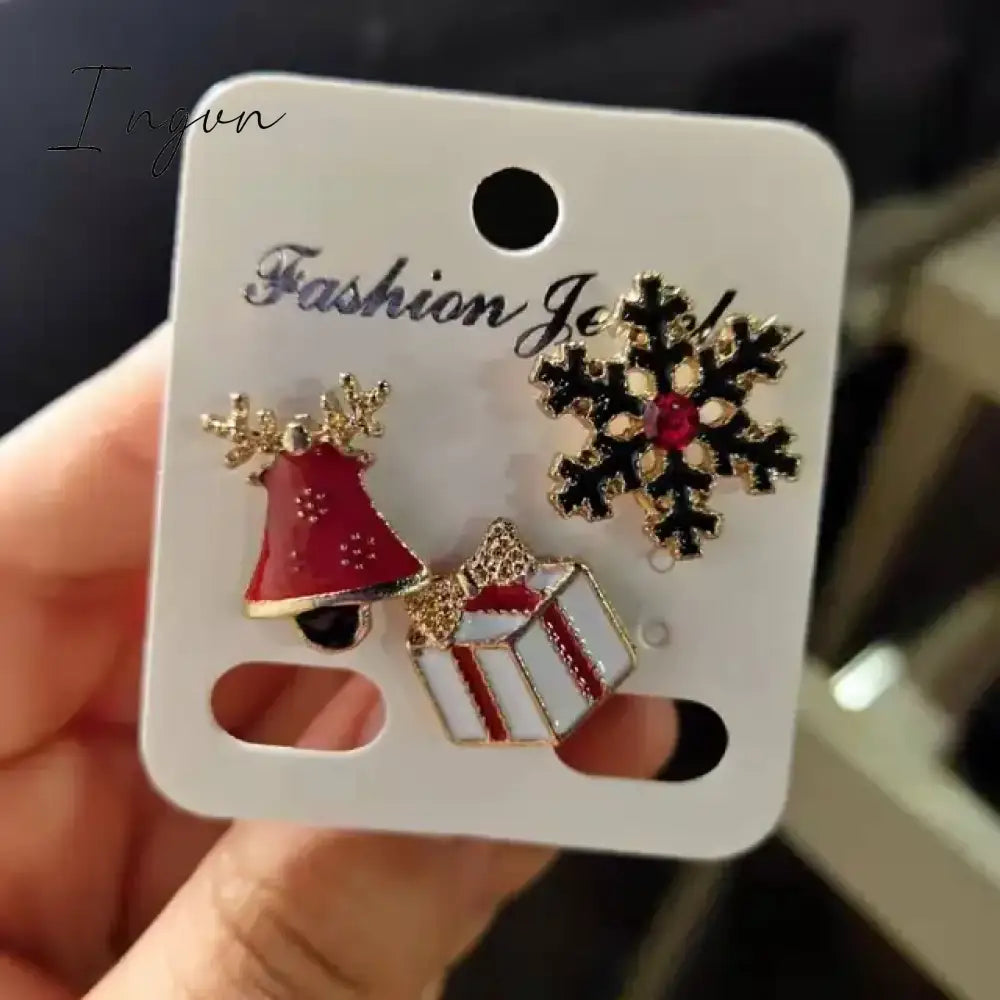 3pcs/set Christmas Gift For Women Men Brooches Enamel Pins Santa Claus Bell Elk Snowflake Xmas Tree Brooch Kids New Year Pin