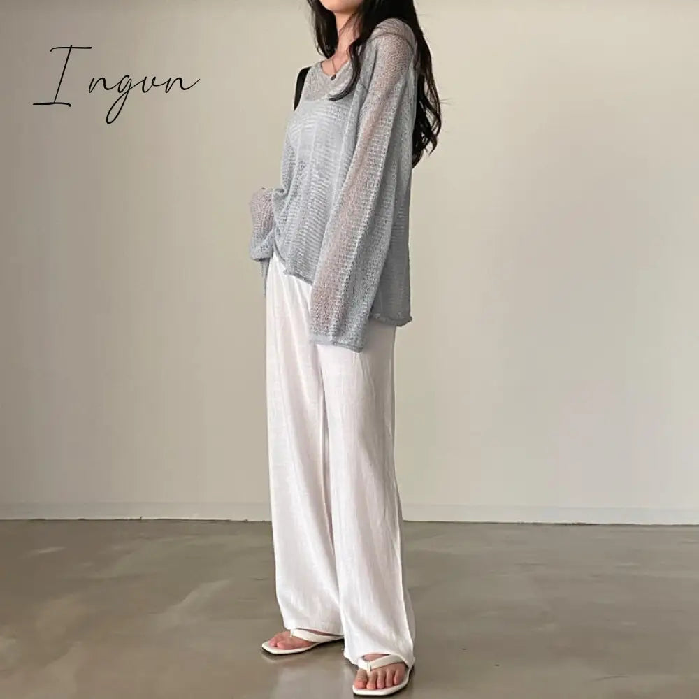 Ingvn - Lazy Style Full Sleeves Jumpers Tops Hollow Out Sexy Women Fashion Casual Streetwear Chic Femme Sweaters Pullovers
