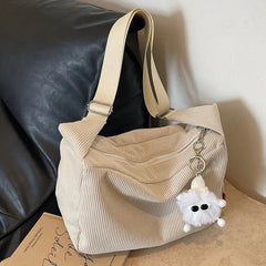 Ingvn  Large Capacity Corduroy Women's Shoulder Bag Solid Color Casual Travel Female Messenger Bags Simple Retro Ladies Handbags