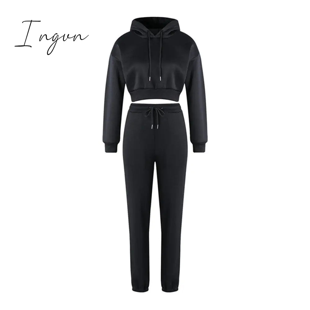 Ingvn - Winter Fashion Outfits for Women Tracksuit Hoodies Sweatshirt and Sweatpants Casual Sports 2 Piece Set Sweatsuits