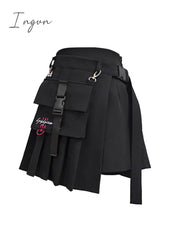 Ingvn - Preppy Style Women Skirts Spring Summer Skirts Female High Waist Lace Up Big Hem Mini Skirt For Girls A-Line Skirt