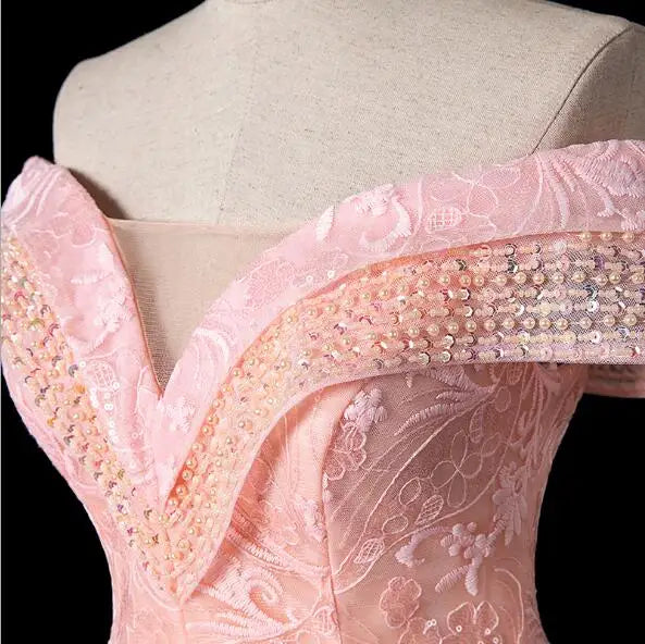 Dresses Elegant Party Prom Dress Off The Shoulder Ball Gown Vintage Lace Vestidos Gown Custom