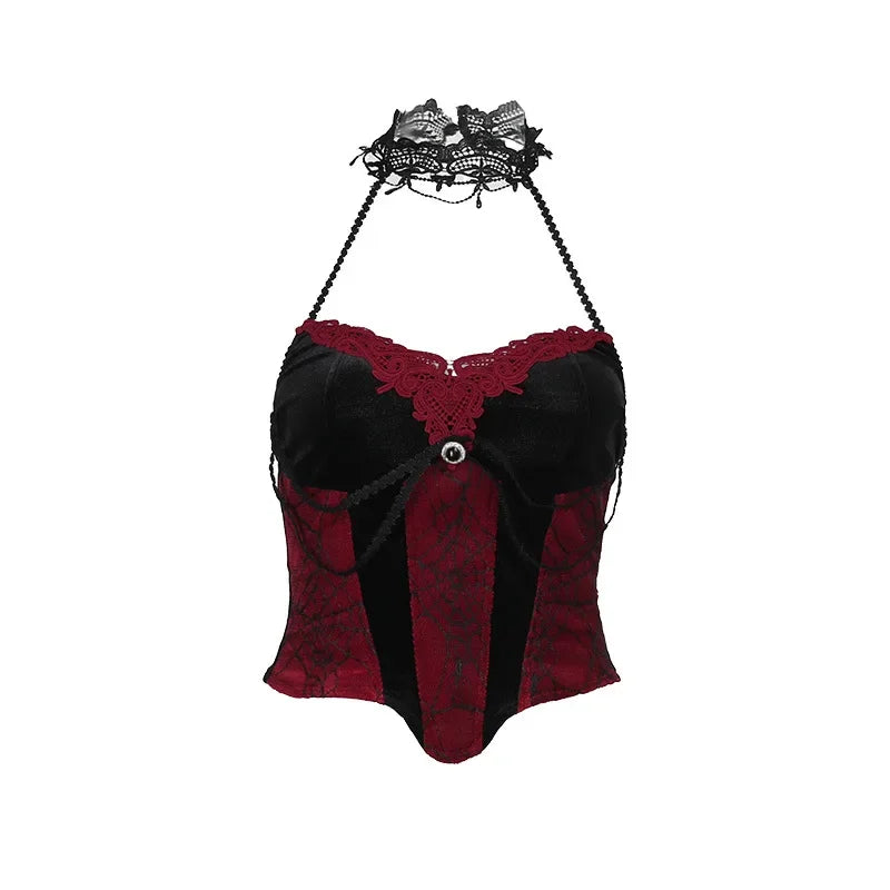 Mall Goth Streetwear Punk Style Halter Neck Crop Top Women Vintage Aesthetics Backless Y2K Tank Top Sexy Camisoles