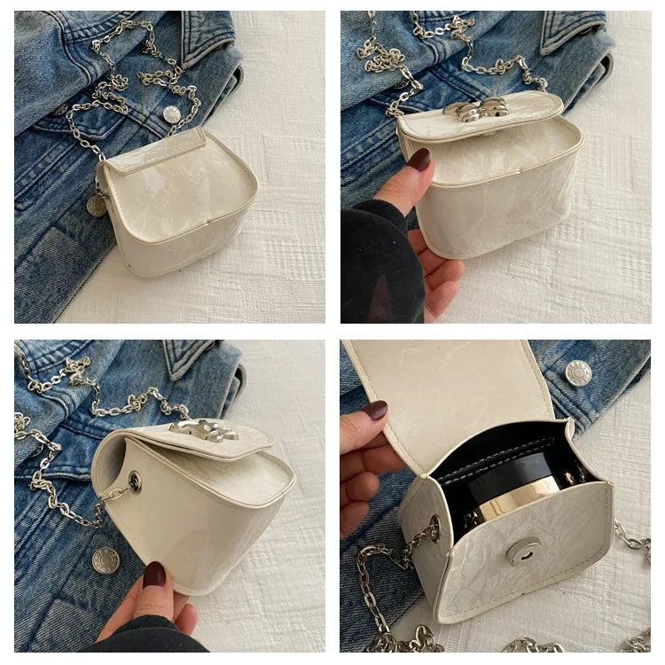 Ingvn  Metal Butterfly Women's Mini Shoulder Bag Fashion Chain Ladies Small Crossbody Bags PU Leather Female Dinner Party Clutch Purse