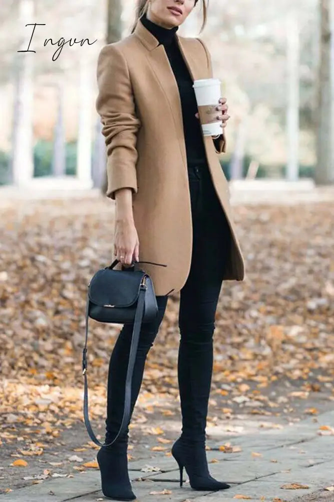 Ingvn -  Stand-up Collar Elegant Coat (6 Colors)