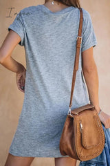 Ingvn - Casual Deep V-neck T-shirt Dress