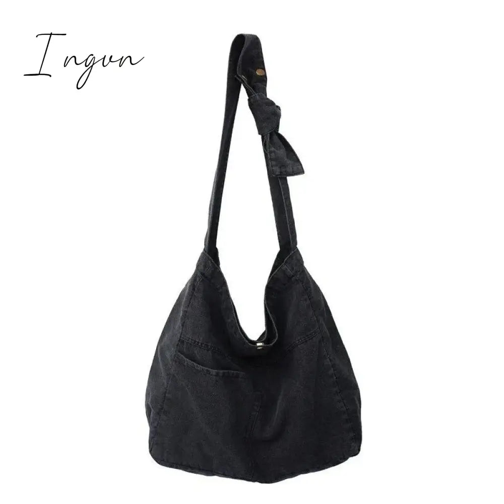 Ingvn - Denim Women's Bag 2024 New Eco Reusable Ladies Handbags Canvas Shopping Travel Shoulder Bags Unisex Jeans Crossbody Bag Shoppers