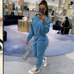 Ingvn - Women Tracksuit Set Jogger Matching Sets Lounge Wear Autumn Winter Sweatsuits for Women Sport Suit Set Two Piece Outfits Casual