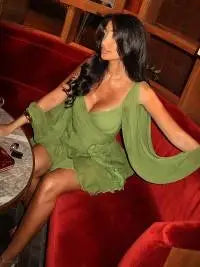 Women's Fashion Green Chiffon Mini Dress Elegant V-neck Split Long Sleeve Ruffle High Waist Dresses Lady Holiday Beach Vestidos