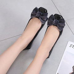 Fashion Square Toe Women Flats Shoes Bow Women Shoes Patent Leather Casual Single Spring Ballerina Shallow Mouth Loafers Shoes