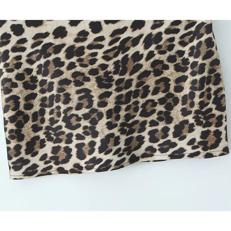 Women Sexy Backless Leopard Print Sling Short Dresses Summer Lady Swinging Collar Night Out Club Party Dresses