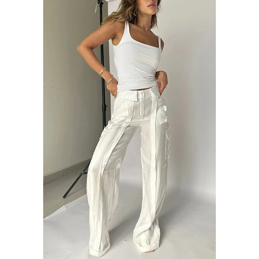 Ingvn  Women Baggy Pants Streetwear y2k Low Rise Cargo Pants  Fashion Night Club Party Holiday Long Trousers Korean Style
