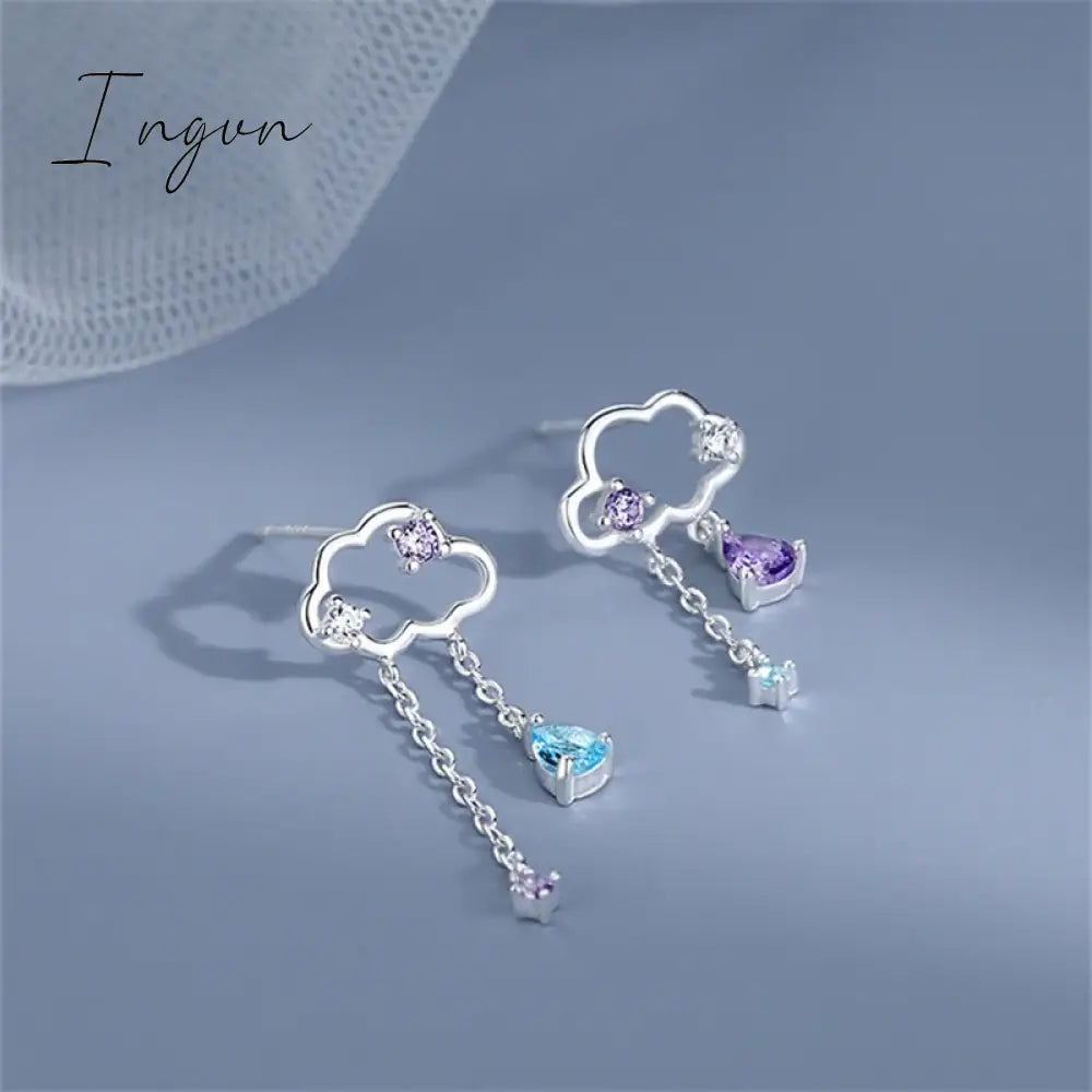 Korean New Light Luxury Zircon Moon Star Asymmetric Stud Earrings For Women Crystal Cloud Pearl Earring Girl Jewelry Gifts