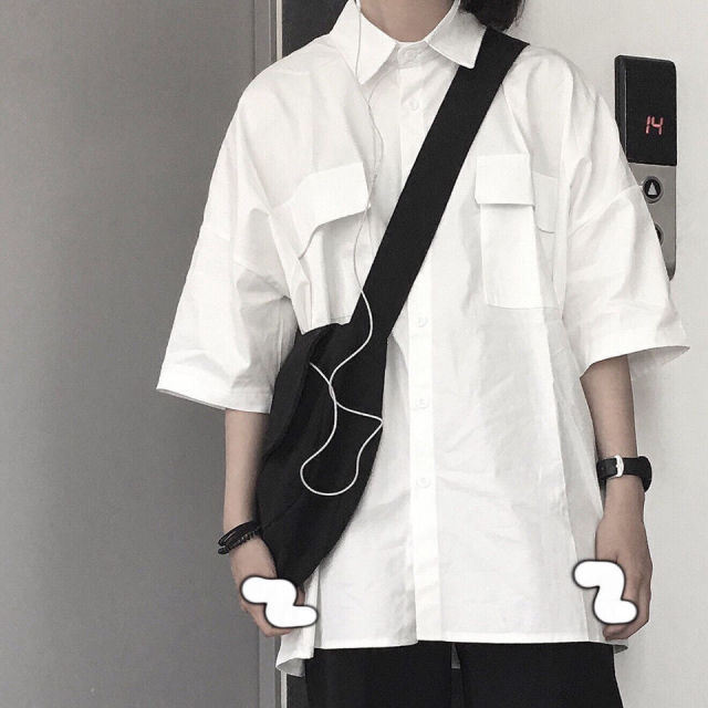 Short Sleeve Shirt Women White Turn Down Collar Basic Casual Teen Gril Student Oversize Shirt Women Loose Blouse