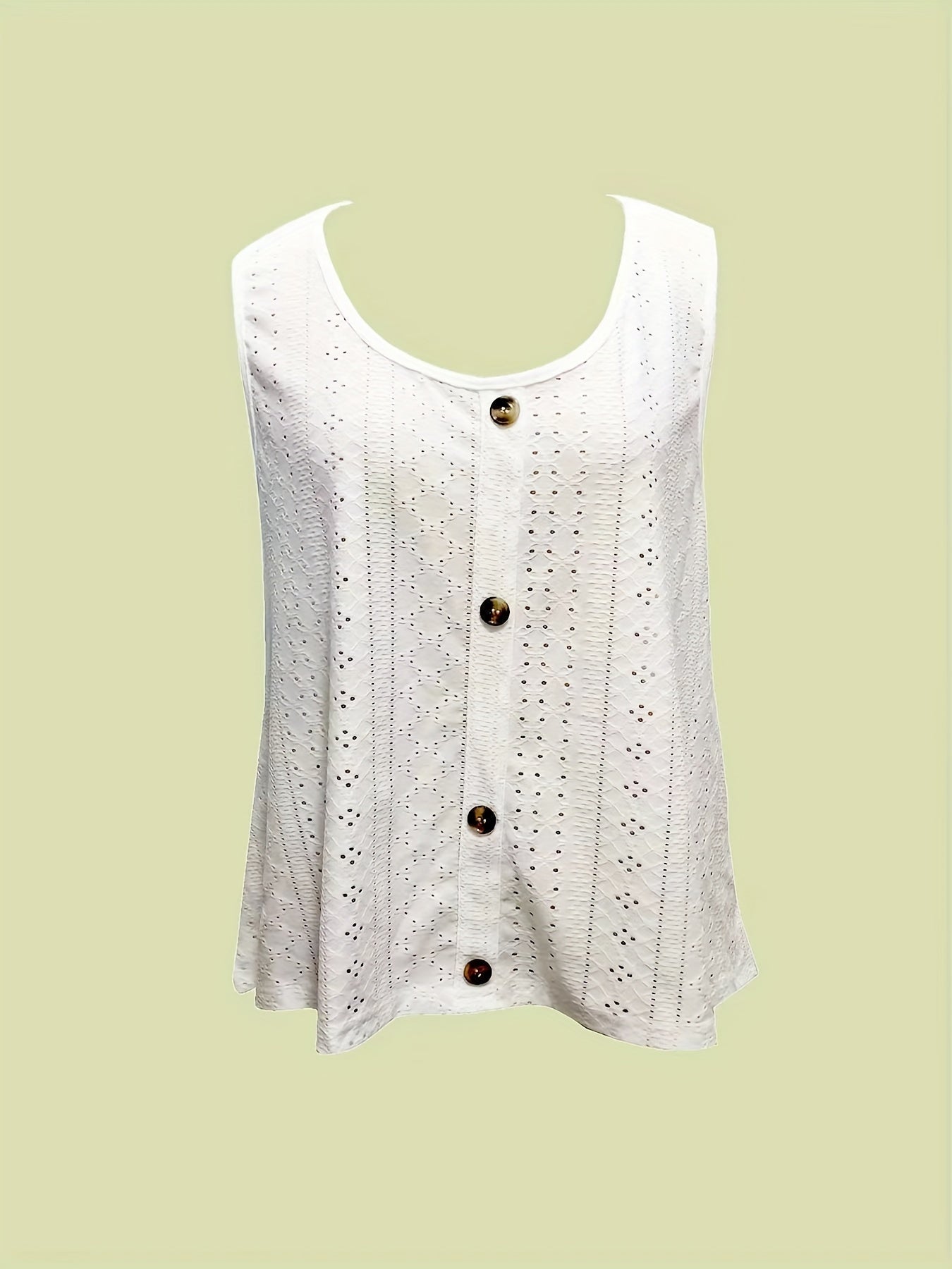 Two-piece Solid Matching Set, Casual Wide Leg Pants & Eyelet Tank Top Outfits for Women