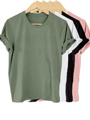 4-Pack Womens Solid Color T-Shirt - Short Sleeve Crew Neck Casual Tops - Soft & Breathable for Summer & Spring Stylish Wear