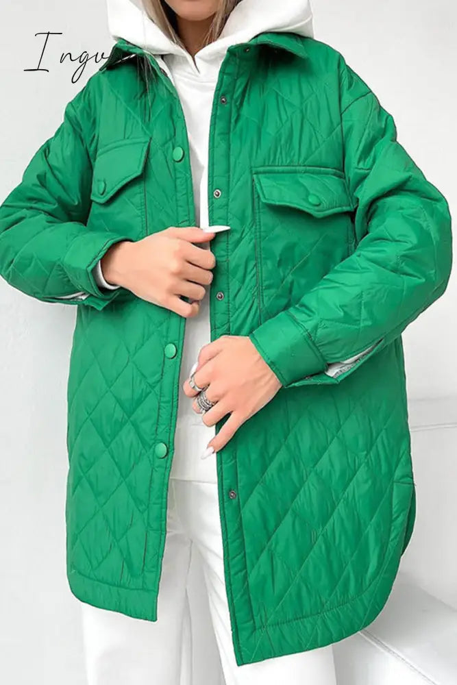 Ingvn - Casual Solid Bandage Patchwork Turndown Collar Outerwear