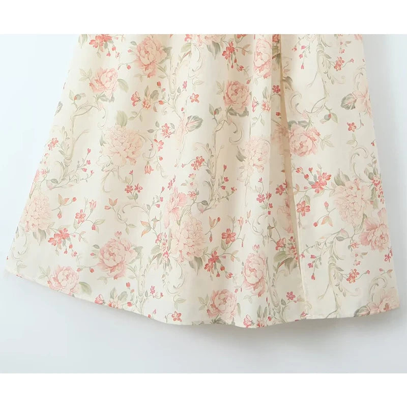 Summer Women Front Slit With Belt Floral Print Long Dress Sexy Backless Flying Sleeve Female Elegant Party Dresses