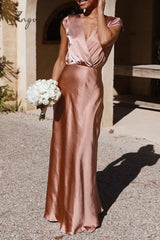 Ingvn - Celebrities Formal Solid V Neck Evening Dress Dresses