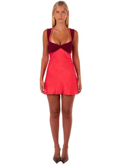Patchwork Sleeveless Sexy Mini Dress For Women Robe Satin Strapless Backless Lace-up High Waist A-line Club Dress