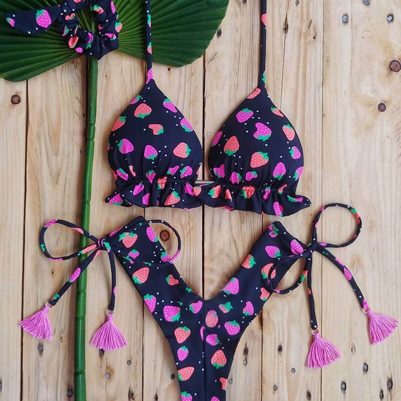 Floral Print Swimsuit Women Bathing Suit Bikinis Biquini High Cut Swimwear Sexy Push Up Bikini Set Feminino Beach Outing