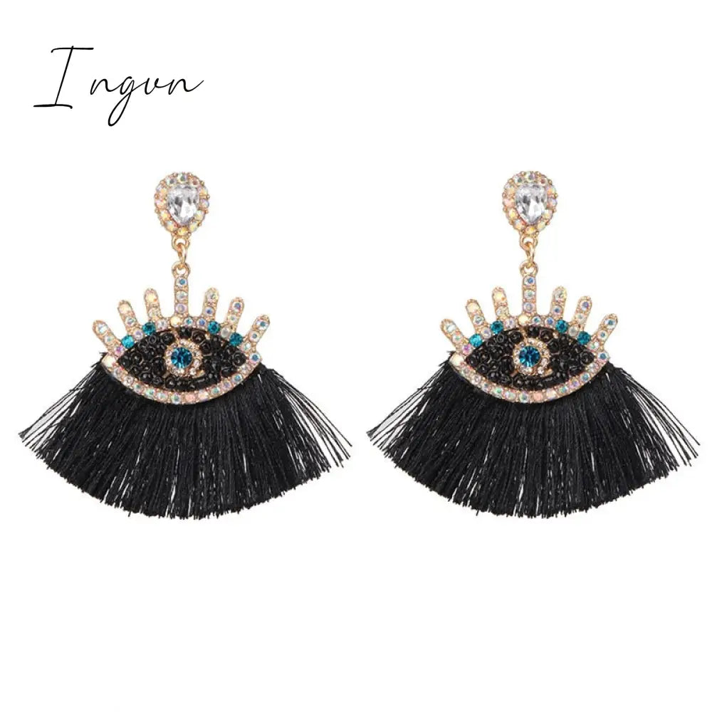 Ingvn - Bohemia Multicolored Tassel Earrings For Women Fashion Party Jewelry Fringe Dangle Earrings Statement Brincos 2023 Trend