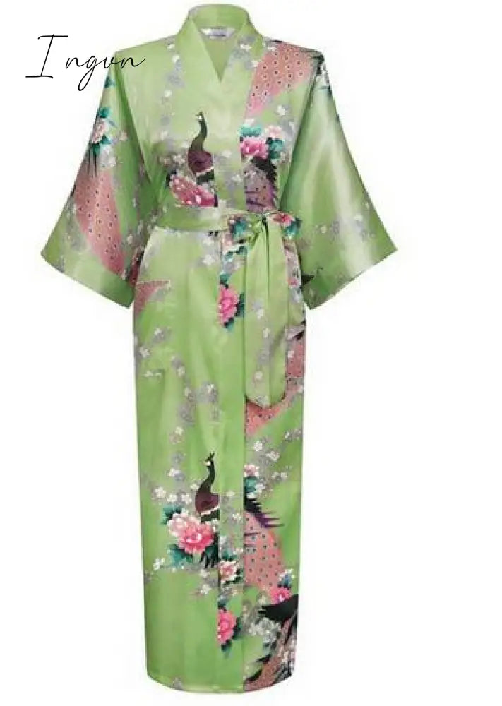 Ingvn - Silk Kimono Robe Bathrobe Women Satin Robe Silk Robes Night Sexy Robes Night Grow For Bridesmaid Summer Plus SizeS-XXXL
