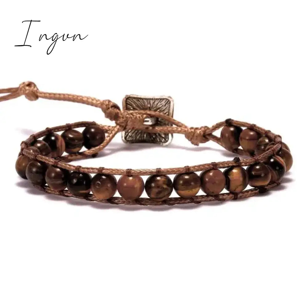 Charm Imitation Natural Stone Beaded Bracelet for Women Men Tiger Eye Beads Adjustable Bracelets Couple Friendship Party Jewelry