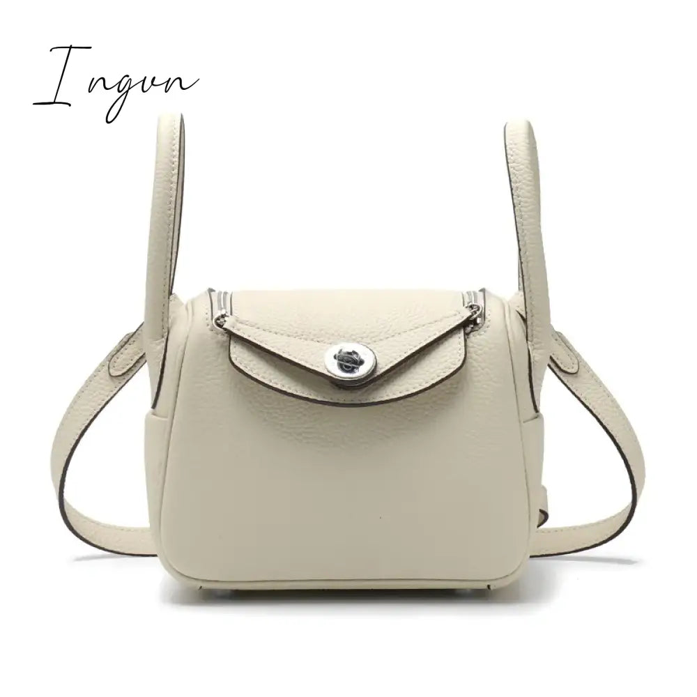 Ingvn - Mini 20cm Pillow Bag Silver Buckle Ladies Handbag Luxury Brand Designer Shoulder Bag Cow Genuine Leather Crossbody Bags Fashion