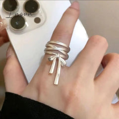Korean Fashion Silver Color Fine Y2K Rings Simple Bowknot Retro Rings for Women Girls Aesthetic Jewelry Kpop Accessories