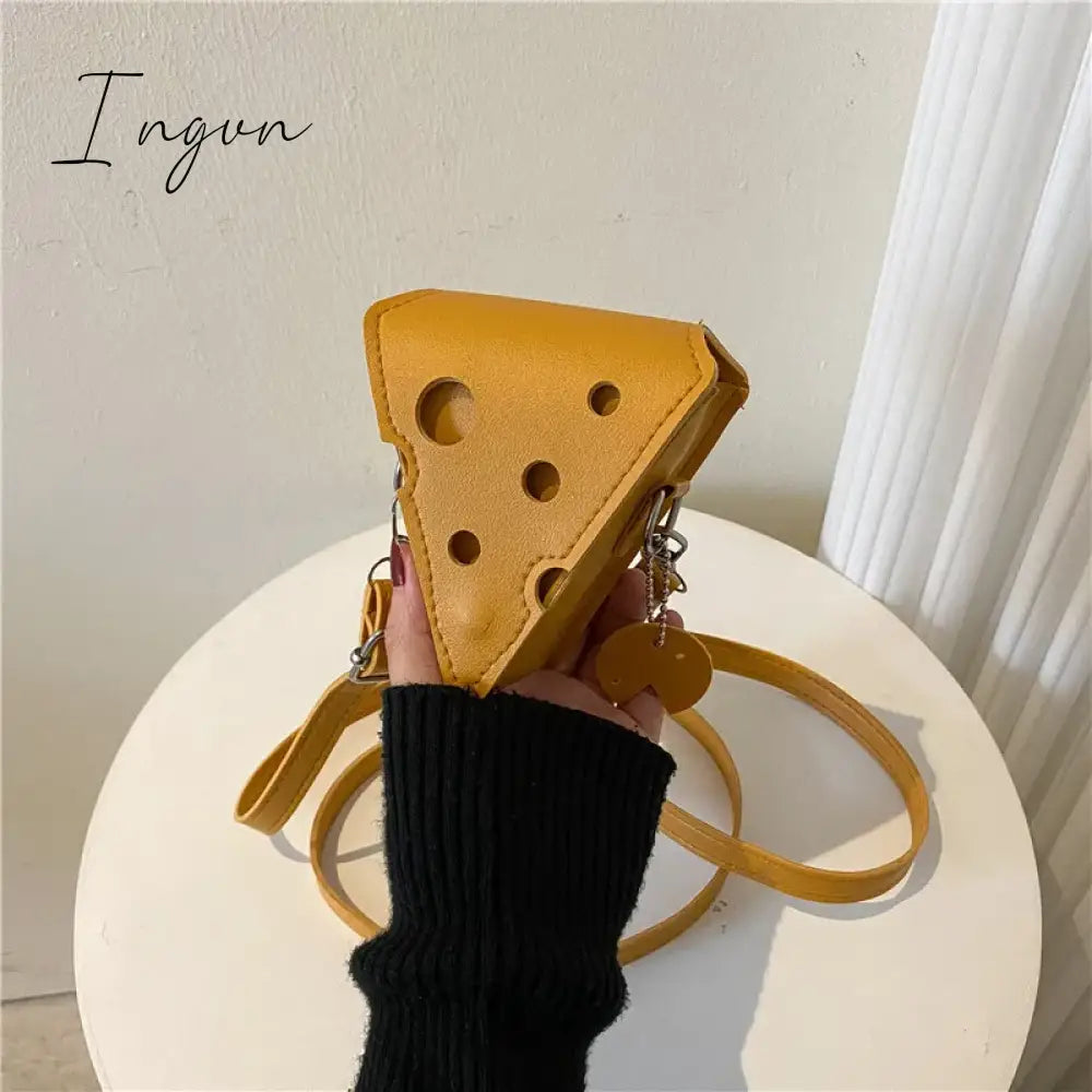 Ingvn - Women's Triangle and Square Cheese Shaped Mini PU Leather Bags Cute Earphone Lipstick Purses Handbags Crossbody Shoulder Bag