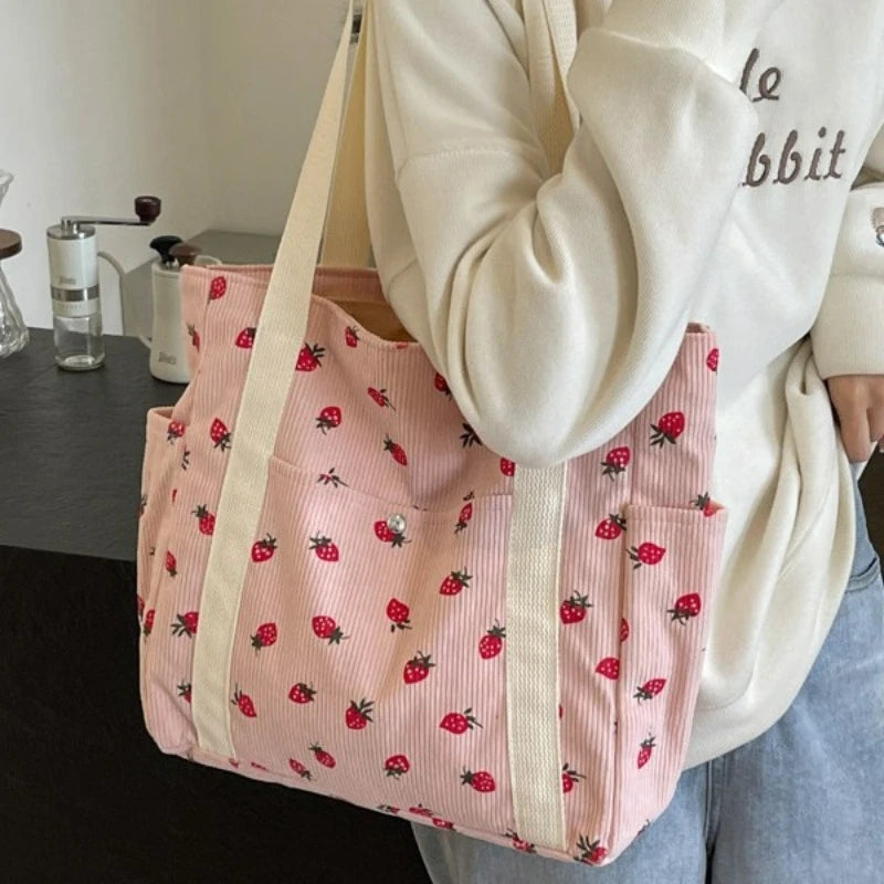 Ingvn  Fashionable Beautiful Corduroy Shoulder Bag Personalized High Grade Commuting Handbag Casual Simple Large Capacity Mommy Bag