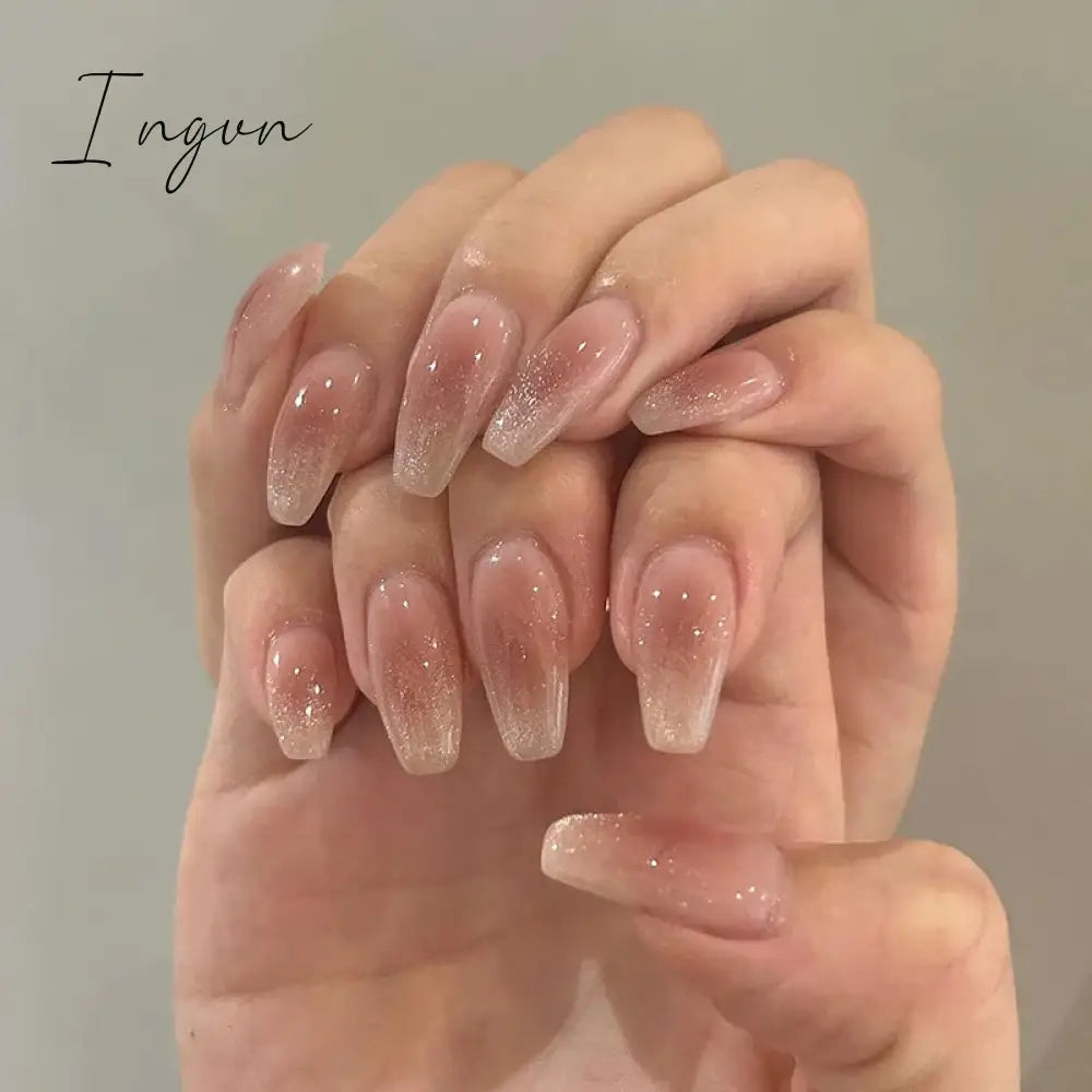 24pcs detachable cat eyes red wine false nails with glue full cover ballet square almond shiny acrylic press on fake nails tips