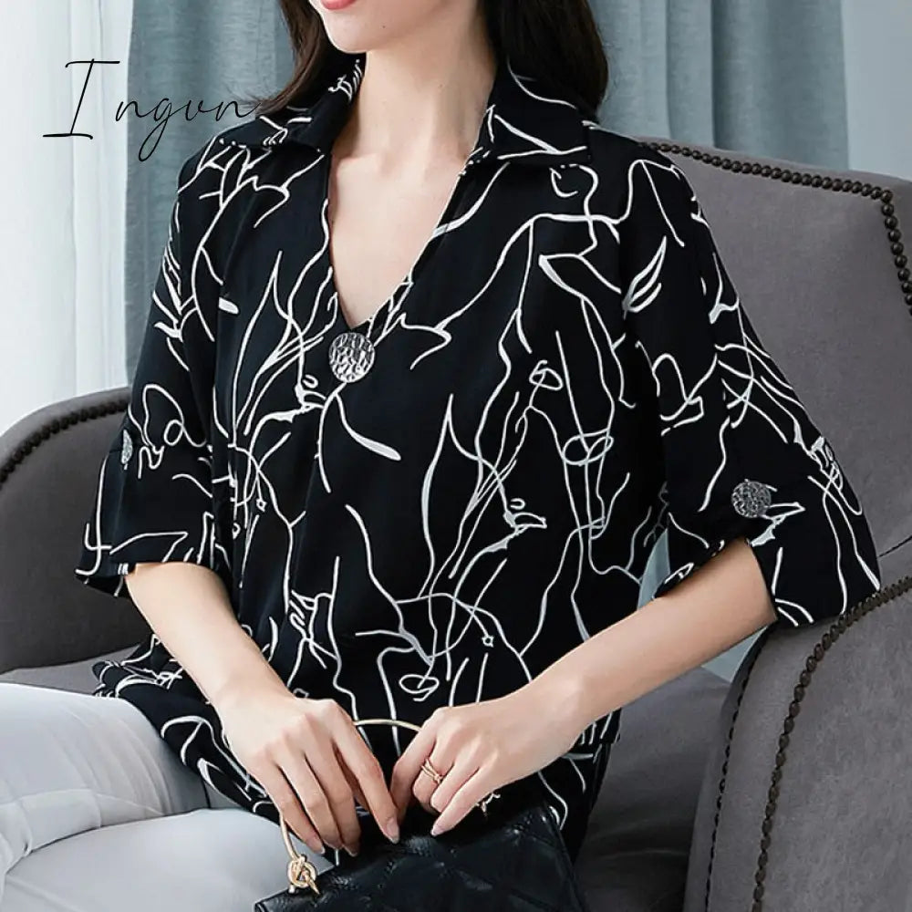 Ingvn - New Women's t-shirts Overweight Plus Size Women Clothing Summer Style Chiffon Shirt Top Tee Woman Tees Tops Oversize Women's t-shirt