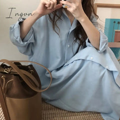 Ingvn - S-2XL Plus Size Summer Shirt Dress Evening Kaftan Vintage Dress Party Oversize Long Beach Women Dresses Robe Vestido Maxi