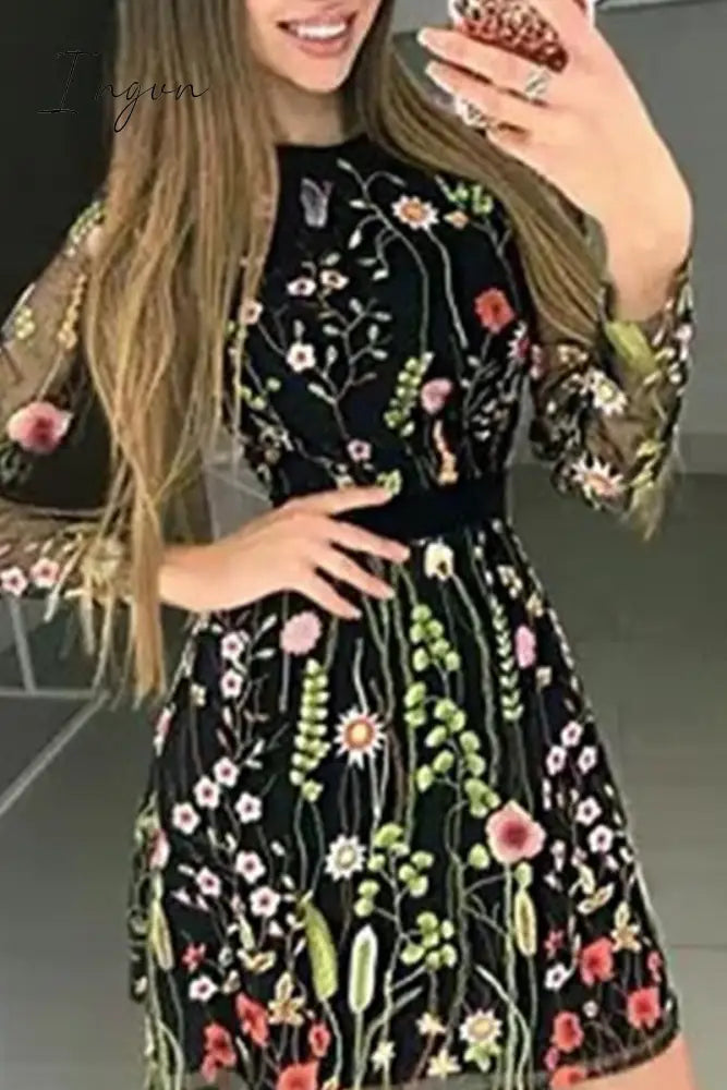 Ingvn - Sexy Bohemian Embroidery Lace O Neck Princess Dresses