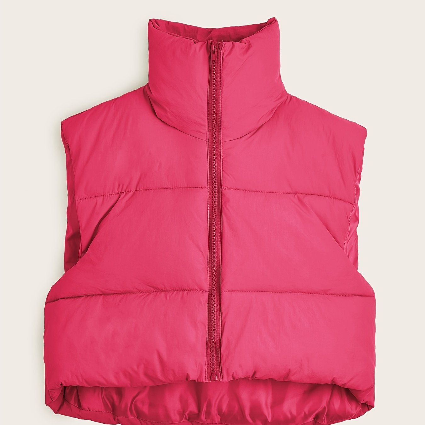Lightweight Zip Up Vest Coat, Solid Sleeveless Thermal Vest Coat For Fall & Winter, Women's Clothing